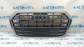 Radiator grill Audi Q5 80A 18-20 complete, with emblems, chrome, for parking sensors, sand, crack