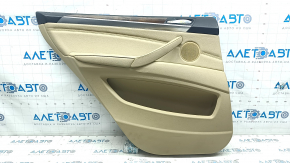 Door trim card rear left BMW X5 E70 07-13 beige, insert for light wood, black top