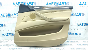 Door trim card front right BMW X5 E70 07-13 beige, insert for light wood, black top, tears, handle defect