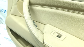 Door trim card front right BMW X5 E70 07-13 beige, insert for light wood, black top, tears, handle defect