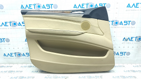 Door trim card front left BMW X5 E70 07-13 beige, insert for light wood, black top, worn, broken fastening