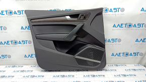 Door trim card front left Audi Q5 80A 18-20 black, with insert under dark textured wood, black armrest, Bang & Olufsen, peeling paint