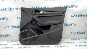 Door trim card front right Audi Q5 80A 18-20 black, with insert under dark textured wood, black armrest, Bang & Olufsen, peeling paint