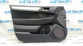 Door trim card front left Subaru Outback 15-19 black with black insert cloth, armrest leather, gray molding structure, scratches, tear