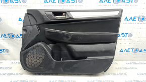 Door trim card front right Subaru Outback 15-19 black with black insert cloth, armrest leather, gray molding structure, scratches