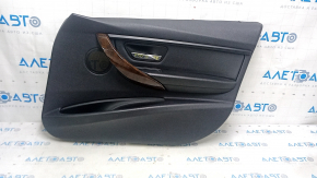 Door trim card front right BMW 3 F30 12-18 black, wood trim, black leather insert, with backlight, handle coating defect, scratch