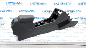 Central console armrest and cup holders VW Tiguan 18 - black leather, scratches, dent, broken deflector
