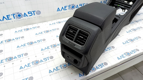 Central console armrest and cup holders VW Tiguan 18 - black leather, scratches, dent, broken deflector