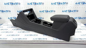 Central console armrest and cup holders VW Tiguan 18 - black leather, scratches, dent, broken deflector