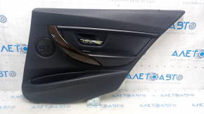 Door trim card rear right BMW 3 F30 12-18 black, wood trim, black leather insert, with backlight