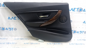 Door trim card rear left BMW 3 F30 12-18 black, wood trim, black leather insert, with backlight
