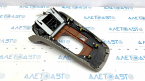 Lexus ES300 ES330 center console trim gray leather, light wood, torn leather, non-factory hole