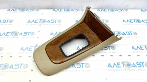 Lexus ES300 ES330 center console trim, beige leather, dark wood