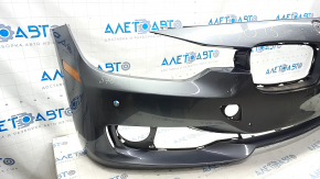 Bare front bumper BMW 3 F30 12-15 for parking sensors, with reflectors, without washers, graphite, made, scratches