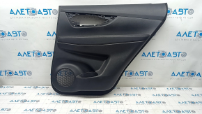 Door trim card rear right Nissan Rogue 17-20 black with black insert plastic, armrest leather, scratches