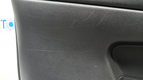 Door trim card front left Nissan Rogue 17-20 black with black insert plastic, armrest leather, under memory, scratches, tears