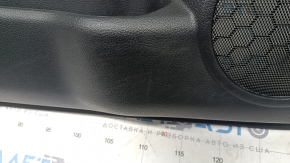Door trim card front left Nissan Rogue 17-20 black with black insert plastic, armrest leather, under memory, scratches, tears
