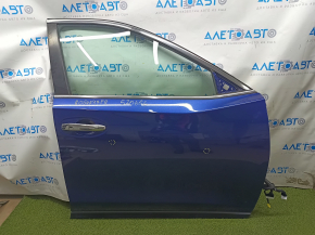 Door assembly front right Nissan Rogue 14-20 keyless, blue RBY, bumpers