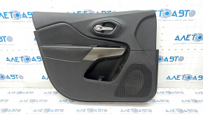Door trim card front left Jeep Cherokee KL 19 - black with black insert leather, armrest leather, bumpers on the overlay
