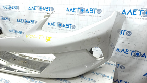 Front bumper bare Chevrolet Volt 16 - white, cracks in fasteners, broken fastener, scratches