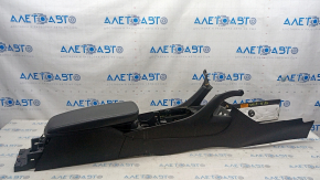 Central console with armrest Chevrolet Volt 16 - black, blue stitching, broken, broken fasteners, scratches, needs cleaning