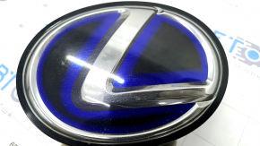 Radiator grill emblem Lexus RX450h 16-19 under radar, sand, broken guides