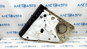 Door trim card rear right VW Touareg 11-14 leather beige with brown, without curtain, wood insert, with tweeter, burns