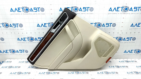 Door trim card rear left VW Touareg 11-14 leather beige with brown, wood insert, without curtain, with tweeter, scratches, for dry cleaning