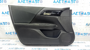 Door trim card front left Honda Accord 13-17 black with black insert cloth, armrest cloth, handle molding black gloss, scratches