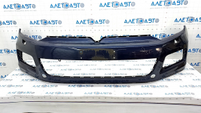 Bare front bumper VW Touareg 11-14 without parking sensors, under headlight washers, blue LH5X, scratches, dented, cracks in fasteners