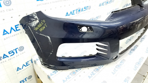 Bare front bumper VW Touareg 11-14 without parking sensors, under headlight washers, blue LH5X, scratches, dented, cracks in fasteners