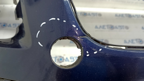 Bare front bumper VW Touareg 11-14 without parking sensors, under headlight washers, blue LH5X, scratches, dented, cracks in fasteners