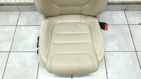 Passenger seat VW Touareg 11-16 with airbag, electric, heated, beige leather, seat control pad is broken