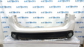 Rear bumper bare Mitsubishi Outlander 16-21 rest, white, dented, torn, scratches, broken fasteners
