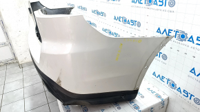 Rear bumper bare Mitsubishi Outlander 16-21 rest, white, dented, torn, scratches, broken fasteners