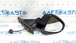Right side mirror Chevrolet Volt 11-15 without cover, 7 pins, broken fasteners, crack in turn signal