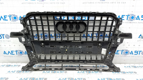 Radiator grill Audi Q5 8R 13-17 rest, gloss, chrome, chrome inserts, under parking sensors sand, crack, scratches