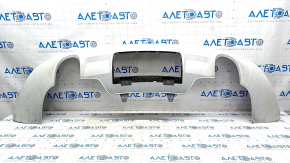 Rear bumper lip for 2 pipes Audi Q5 8R 13-17 for parking sensors, for towbar, without plug, white, crack, scratches