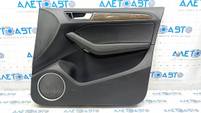 Door trim card front right Audi Q5 8R 09-17 black, insert black, armrest rubber, molding under wood gloss, Bang and Olufsen, break crepe, scratch