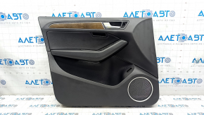 Door trim card front left Audi Q5 8R 09-17 black, insert black, armrest rubber, molding under wood gloss, Bang and Olufsen, broken crepe, scratches