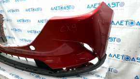 Front bumper bare Mazda CX-9 16- without parking sensors, red, crack, scratches