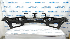Bare front bumper BMW X5 F15 14-18 for 2 parking sensors, headlight washers, blue A89, scratches, dents