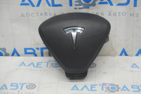 Airbag in the steering wheel driver Tesla Model S 12-20 leather type 1, black, rubbed