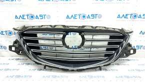 Radiator grill grill Mazda CX-9 16- without emblem, with chrome inserts, under the podium, cracks, sand