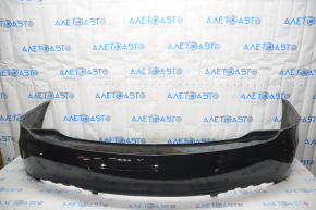 Rear bare bumper Tesla Model S 12-15 pre-rest for 6 parking sensors, black PBSB, dented, crack, broken mount, parking sensor mount fell off
