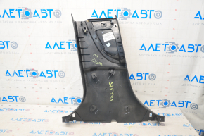 Center pillar trim lower right Tesla Model S 12-20 black, with beige insert, scratches, bump, rubbed on insert