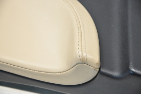 Center pillar trim lower right Tesla Model S 12-20 black, with beige insert, scratches, bump, rubbed on insert