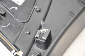 Center pillar trim lower right Tesla Model S 12-20 black, with beige insert, scratches, bump, rubbed on insert