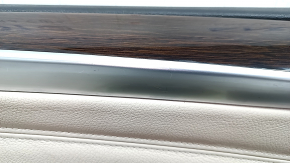 Door trim card front left BMW X5 E70 07-13 black, beige insert, wood trim, scratches, worn leather, needs cleaning