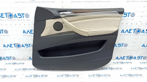 Door trim card front right BMW X5 E70 07-13 black, beige insert, wood trim, scratches, worn leather, needs cleaning